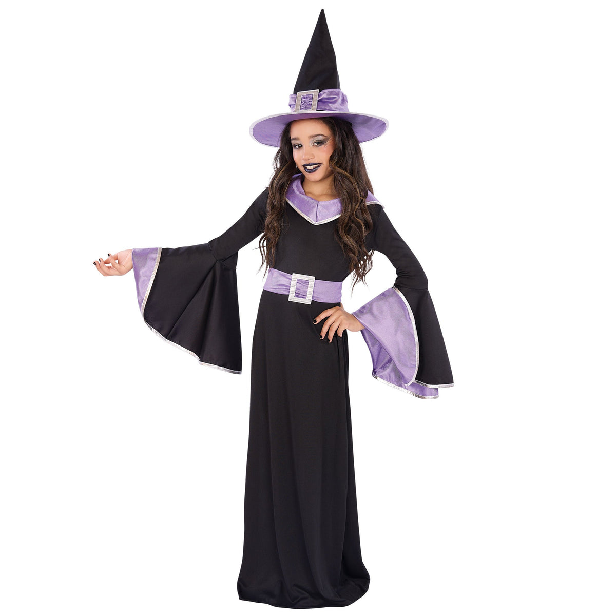 DONGYANG ALICE PARTY COSTUME CO. Costumes Enchanted Witch Dress Costume for Kids, Black and Purple Dress
