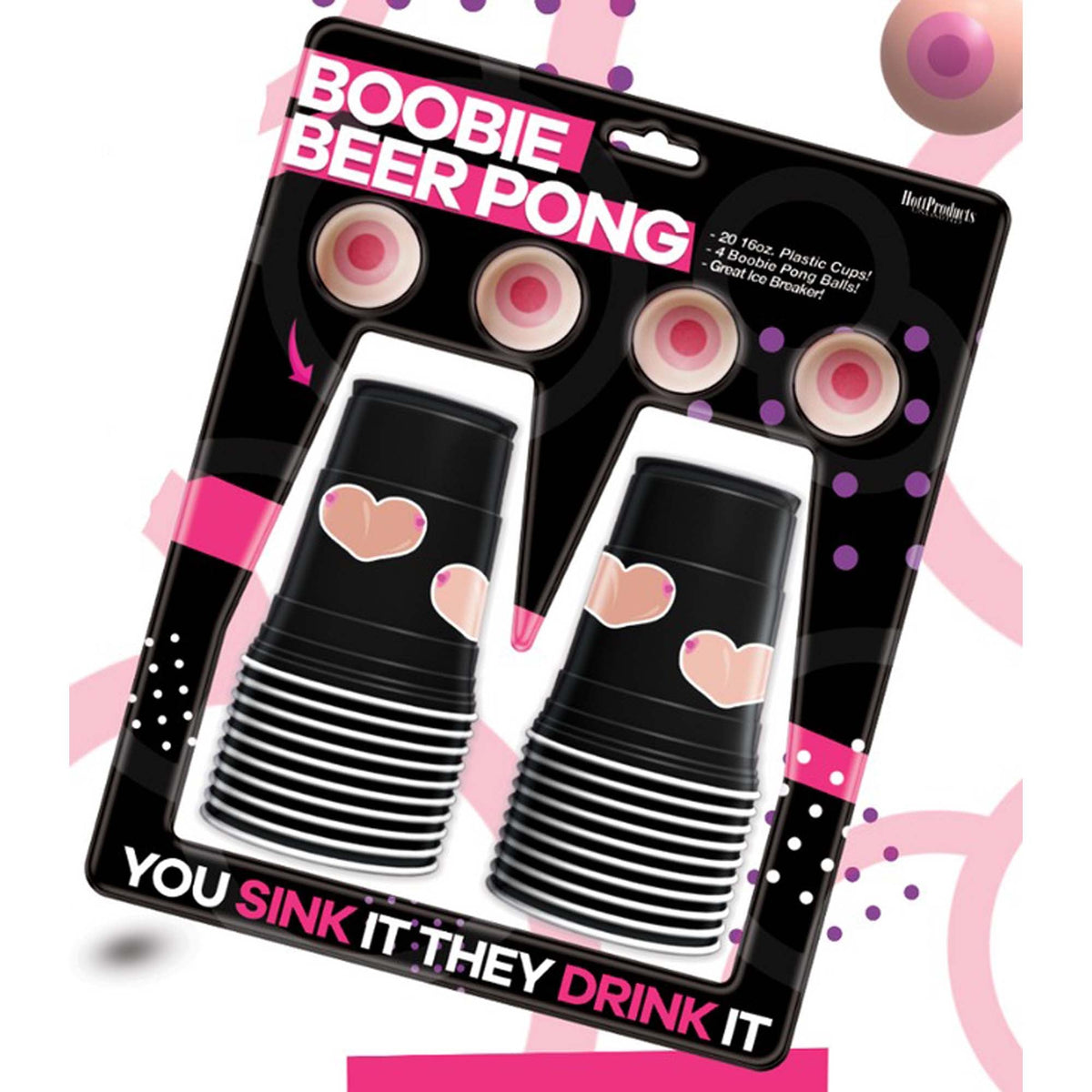 EP Product Canada INC. Bachelorette Bachelorette Party Boobie Beer Pong Cups with Balls, 1 Count