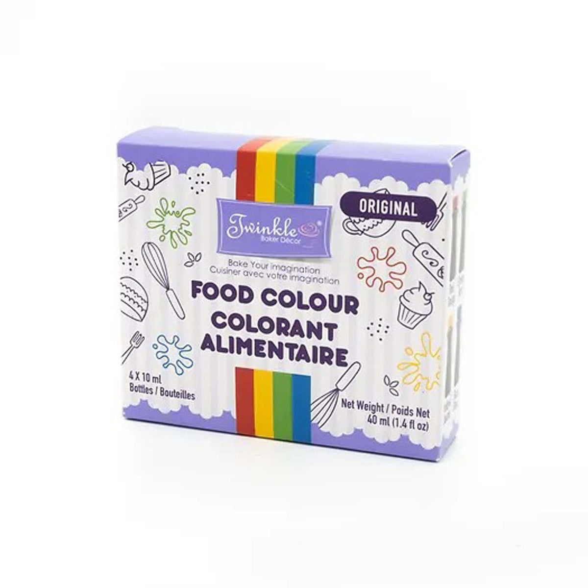 EXCLUSIVE CANDY & NOVELTY DISTRIBUTING LTD Cake Supplies Original Food Coloring, Red, Yellow, Green and Blue, 10 ml, 4 Count 060631919652