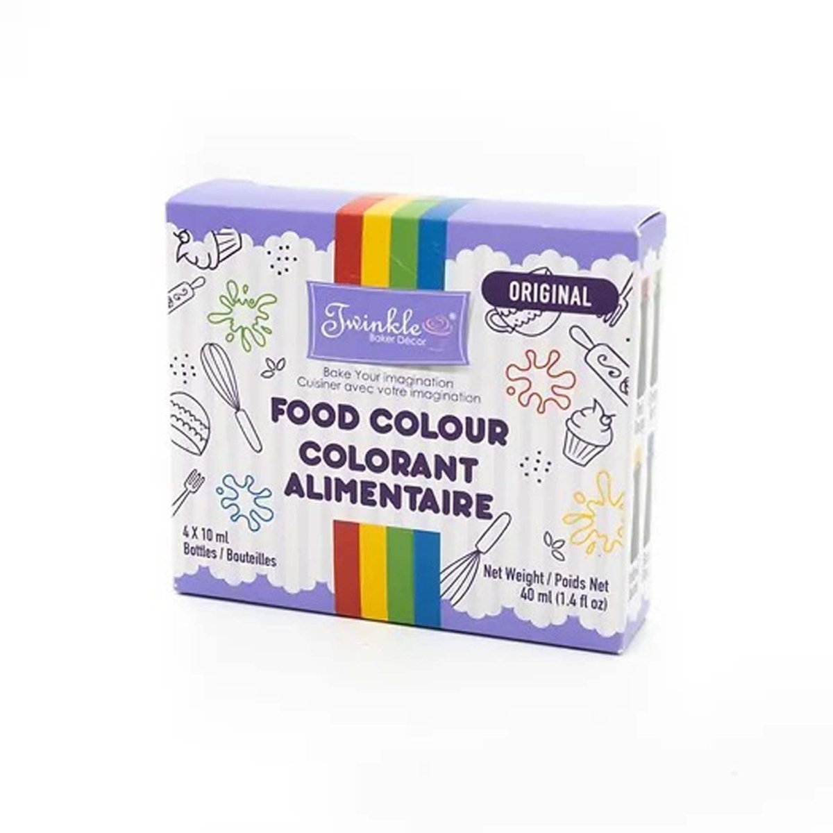 EXCLUSIVE CANDY & NOVELTY DISTRIBUTING LTD Cake Supplies Original Food Coloring, Red, Yellow, Green and Blue, 10 ml, 4 Count 060631919652