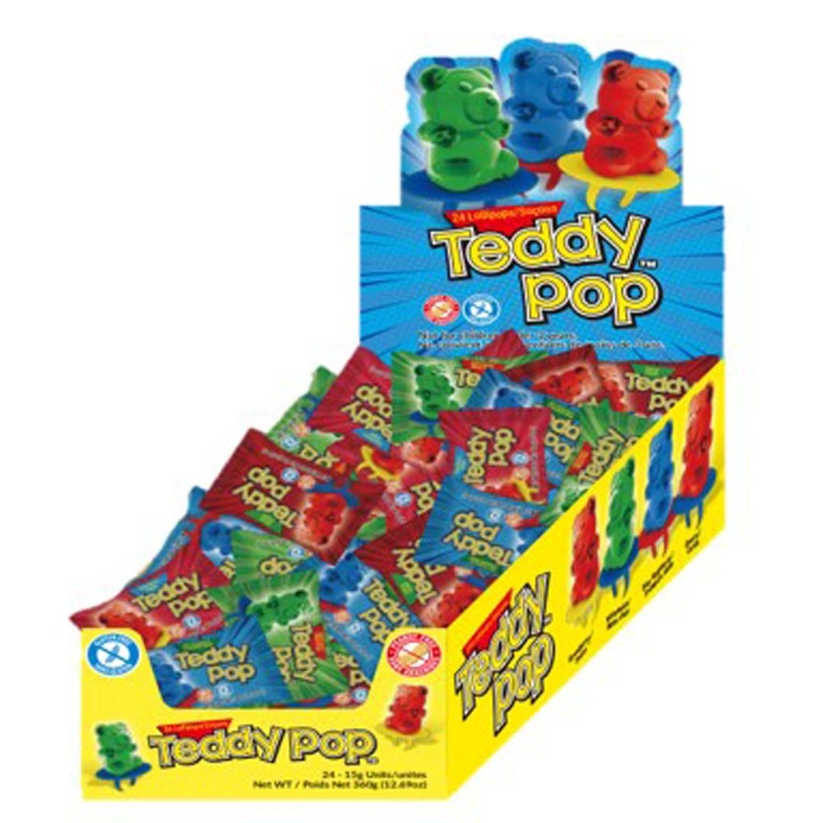 EXCLUSIVE CANDY & NOVELTY DISTRIBUTING LTD Candy Teddy Pop and Friends  Candy 15g, assortment, 1 Count 10060631928019