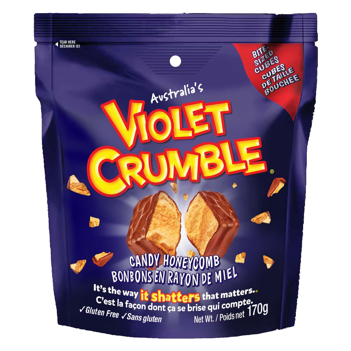 EXCLUSIVE CANDY & NOVELTY DISTRIBUTING LTD Impulse Buying Australia's Violet Crumble Honey Crisp Chocolate Cubes, 1 Count