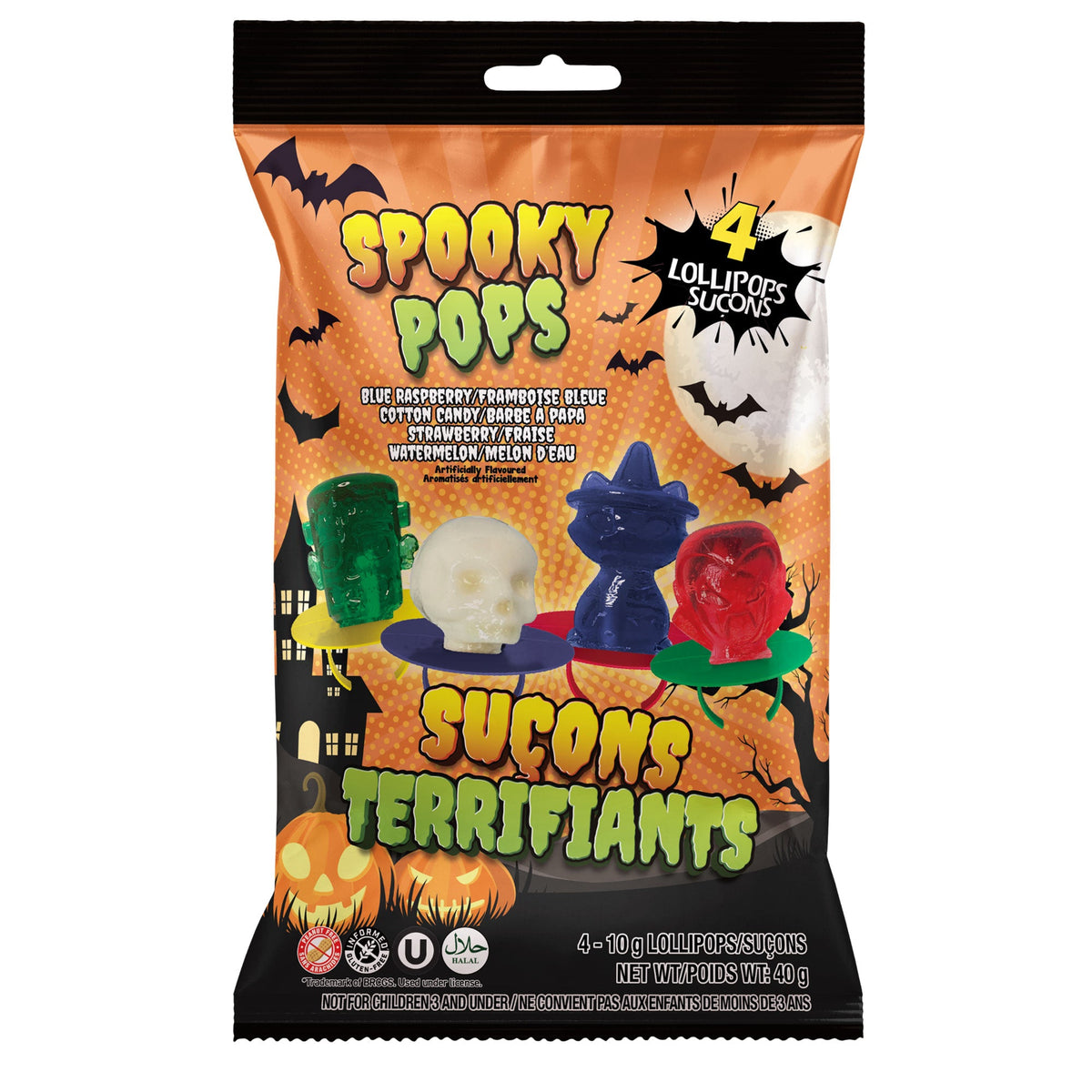 EXCLUSIVE CANDY & NOVELTY DISTRIBUTING LTD Impulse Buying Halloween Spooky Pops, 4 count 60631937960