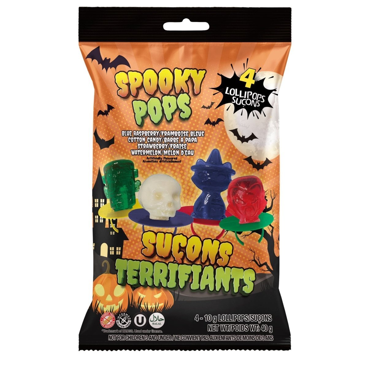 EXCLUSIVE CANDY & NOVELTY DISTRIBUTING LTD Impulse Buying Halloween Spooky Pops, 4 count 60631937960