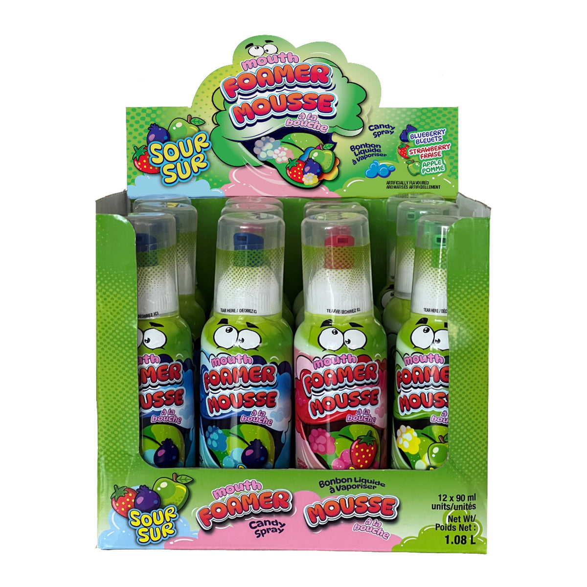 EXCLUSIVE CANDY & NOVELTY DISTRIBUTING LTD Impulse Buying Sour Candy Spray Mouth Foamer, 90ml, Assortment, 1 Count 60631935355
