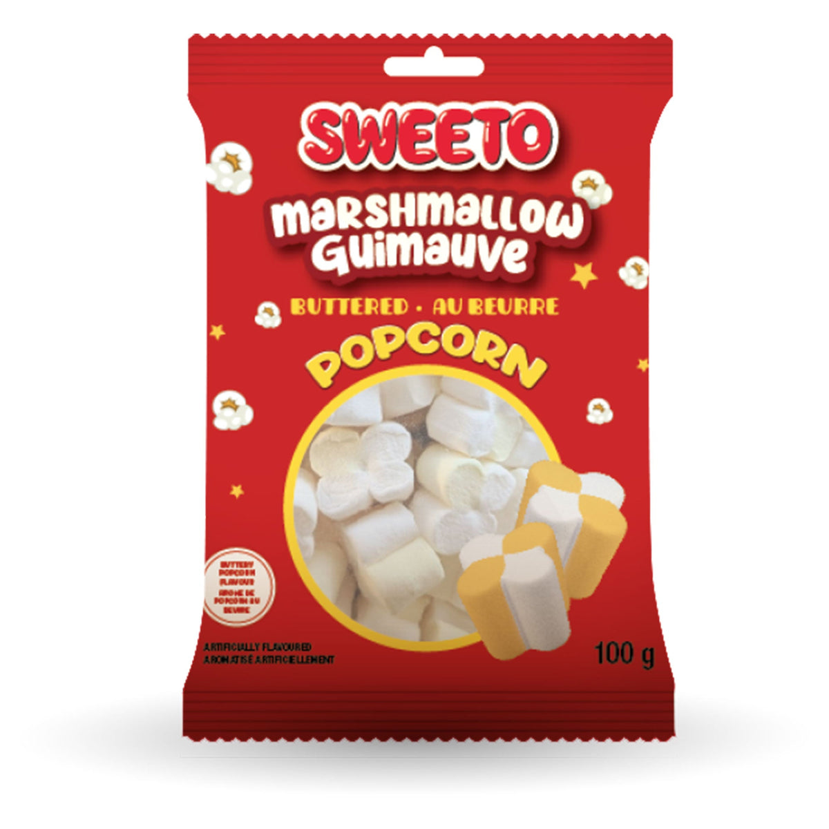 EXCLUSIVE CANDY & NOVELTY DISTRIBUTING LTD Impulse Buying Sweeto Marshmallow Popcorn, 100g, 1 Count 060631934747