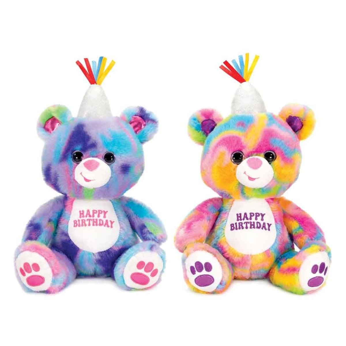 Fiesta Plushes Psychedelic "Happy Birthday" Bear Plush, 10 Inches, Assortment, 1 Count 091671708074
