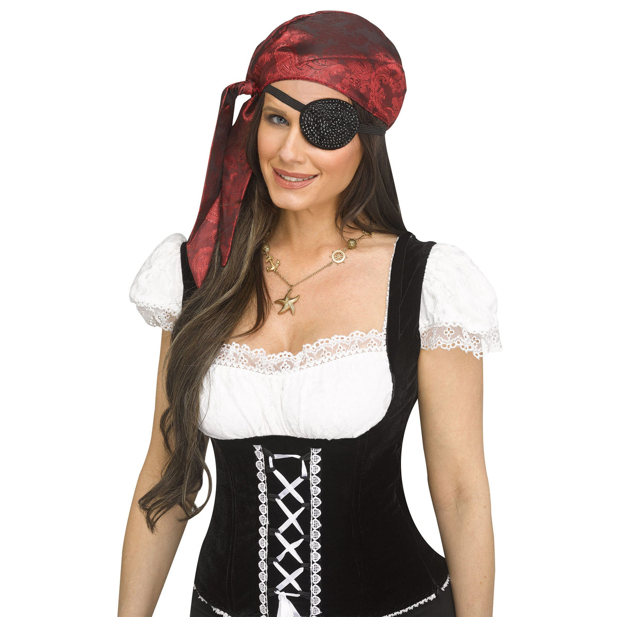 FUN WORLD Costume Accessories Black Bling Pirate Eye Patch for Adults 071765161084