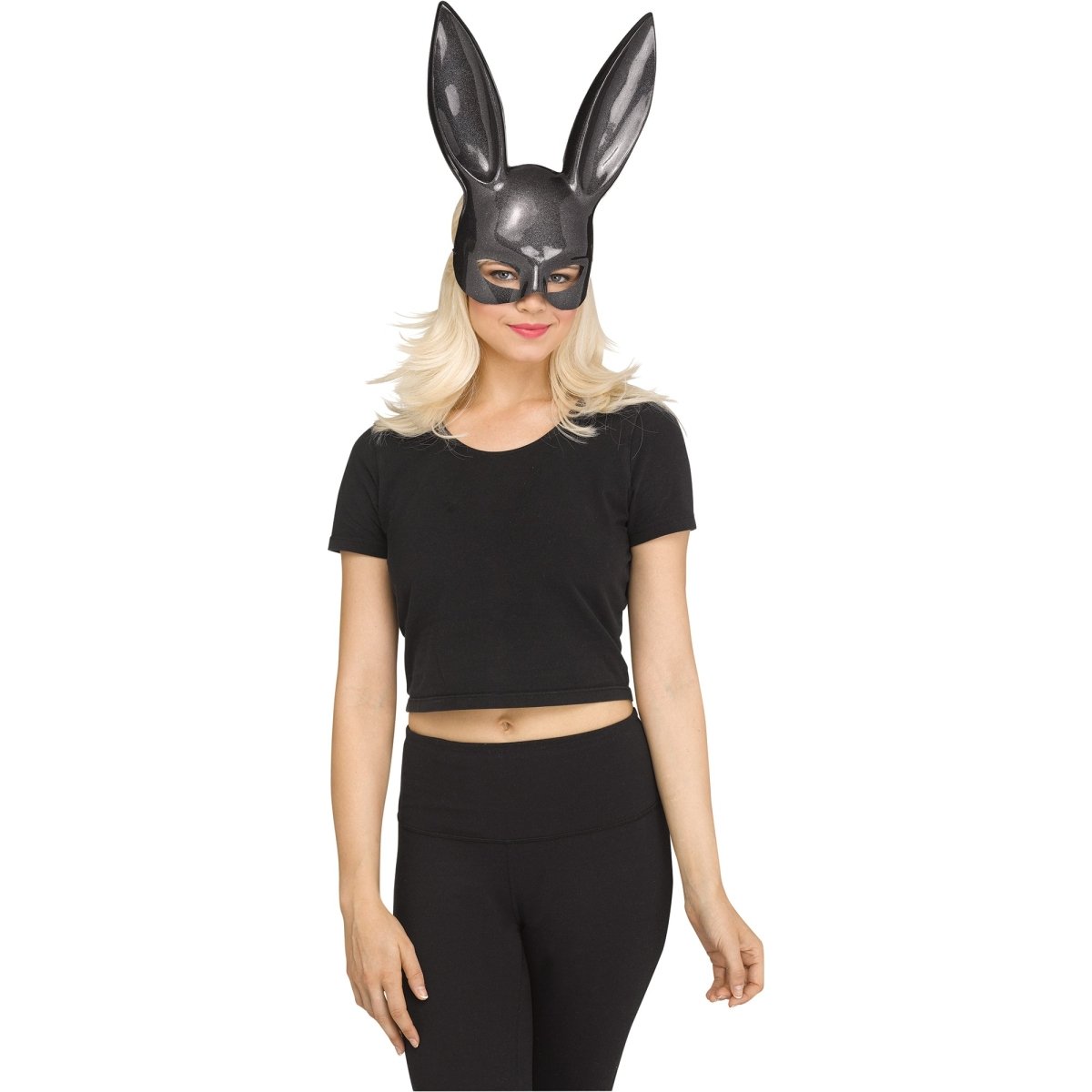 FUN WORLD Costume Accessories Black Glitter Bunny Mask for Adults 071765105439