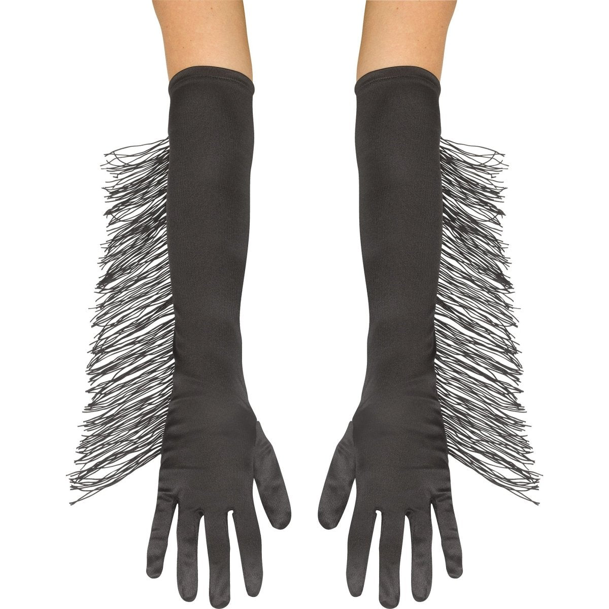 FUN WORLD Costume Accessories Black Long Fringed Gloves for Adults 071765029926