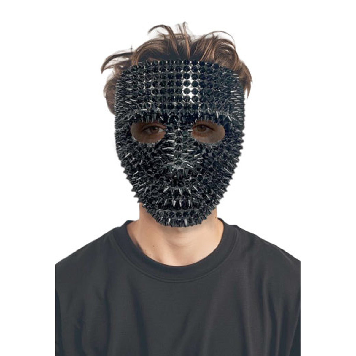 FUN WORLD Costume Accessories Black Spiked Blank Mask for Adults 071765162579
