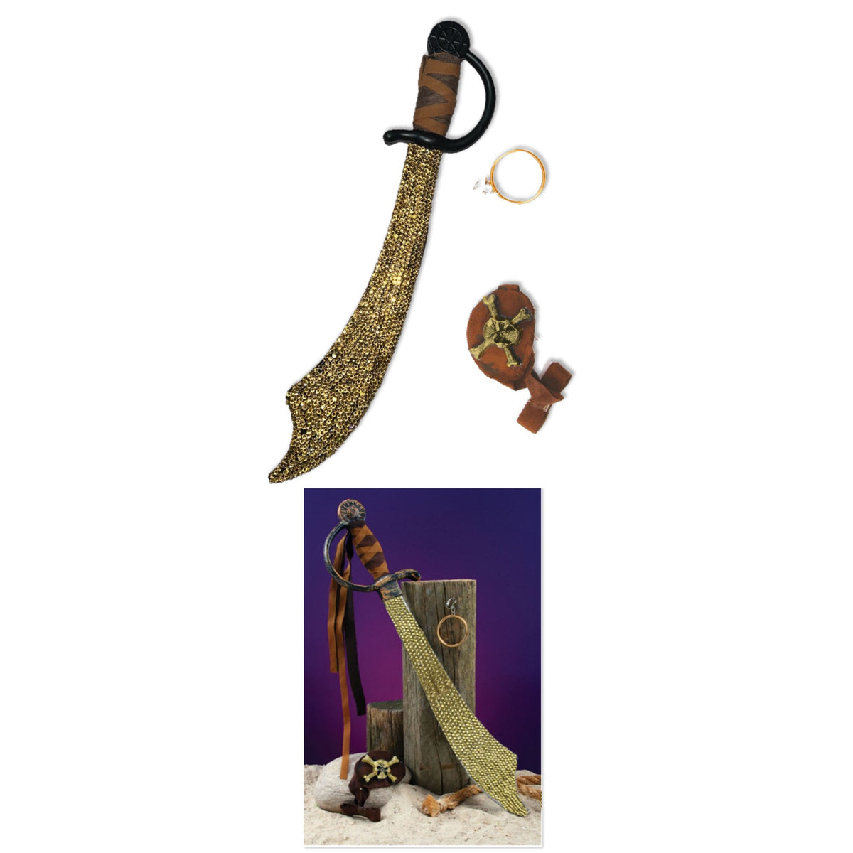FUN WORLD Costume Accessories Bling Pirate Accessory Set, 3 Count 071765163873