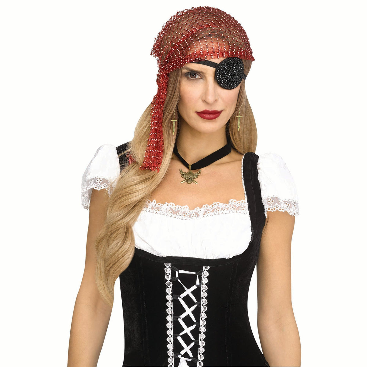 FUN WORLD Costume Accessories Burgundy Bling Pirate Accessory Kit for Adults