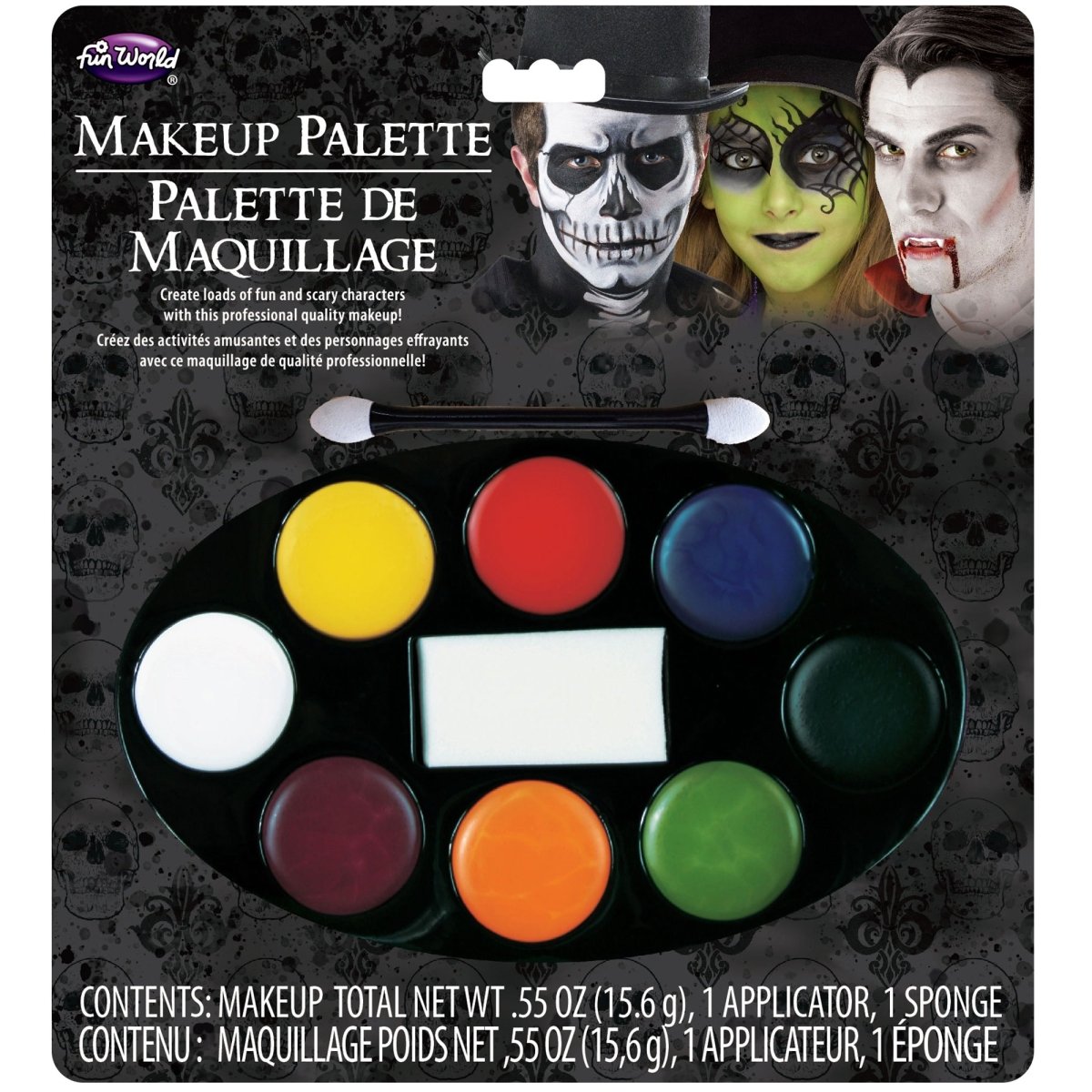 FUN WORLD Costume Accessories Festive Halloween 8 Colour Makeup Palette, 1 Count 023168094155