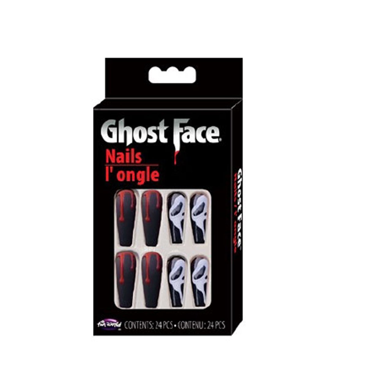 FUN WORLD Costume Accessories Ghost Face Blood Drip Nails, Scream, 24 Count 753853476