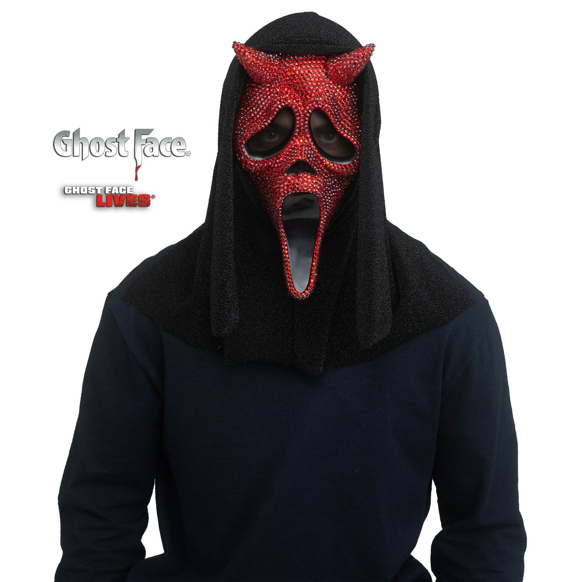 FUN WORLD Costume Accessories Ghost Face Devil Face Bling Mask for Adults