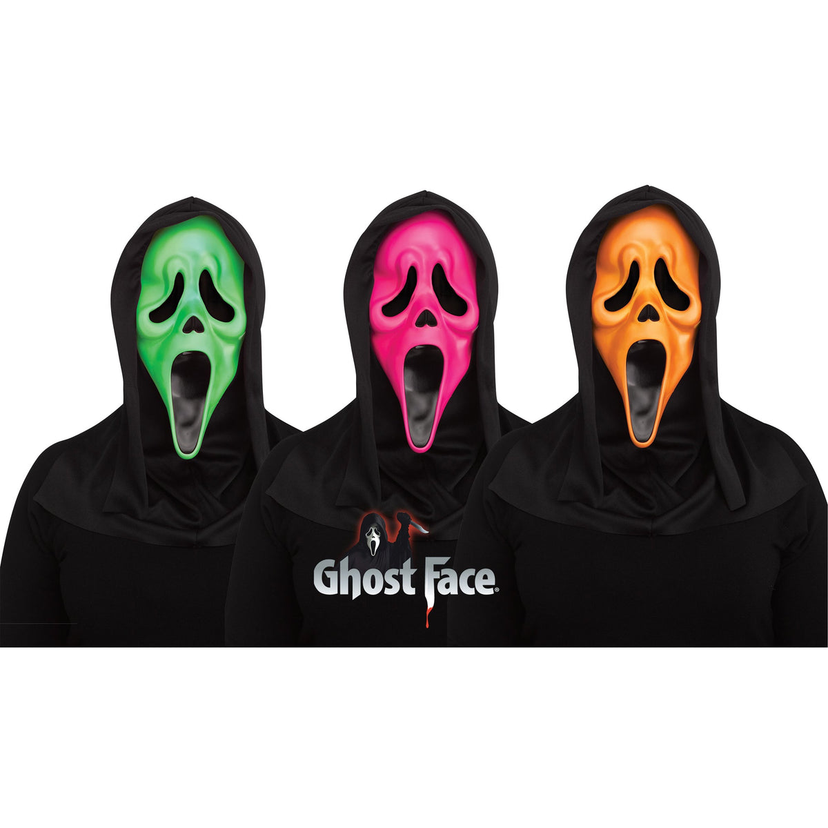 FUN WORLD Costume Accessories Ghost Face Fluorescent Mask for Adults, Scream, Assortment, 1 Count 023168192073