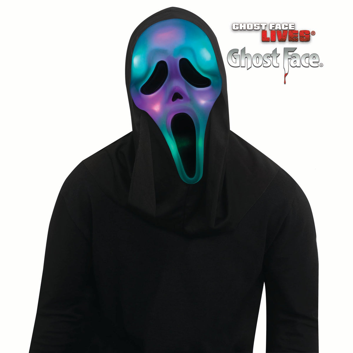 FUN WORLD Costume Accessories Ghost Face Light Up Color Change Mask for Adults