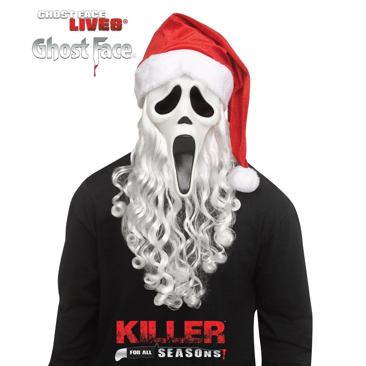FUN WORLD Costume Accessories Ghost Face Santa Mask for Adults, Scream 071765160995