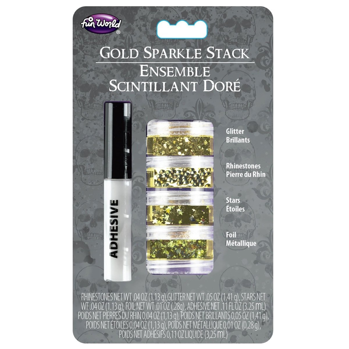 FUN WORLD Costume Accessories Gold Sparkle Makeup Kit, 5 Count 023168052261