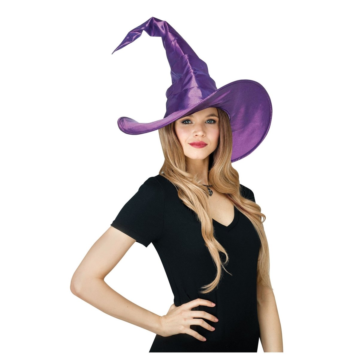 FUN WORLD Costume Accessories Purple Curved Witch Hat for Adults 071765126632