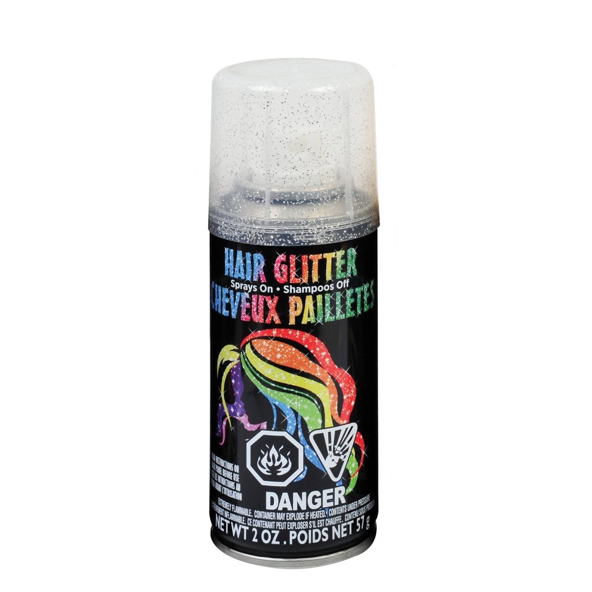 FUN WORLD Costume Accessories Silver Glitter Hair Spray, 1 Count 023168294814