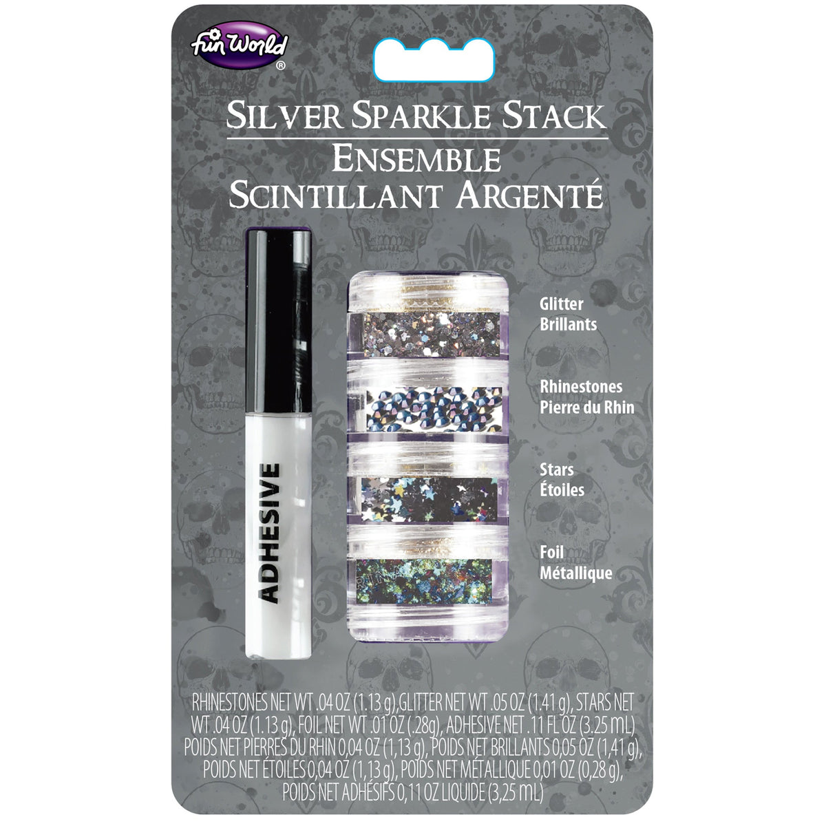 FUN WORLD Costume Accessories Silver Sparkle Makeup Kit, 5 Count 023168152268