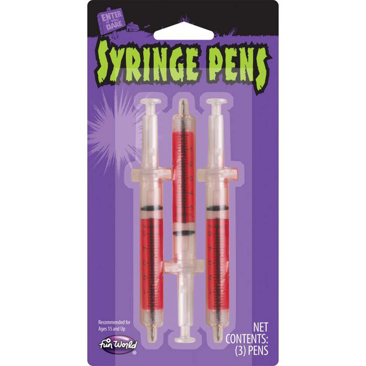 FUN WORLD Costume Accessories Syringe Pen, 3 Count