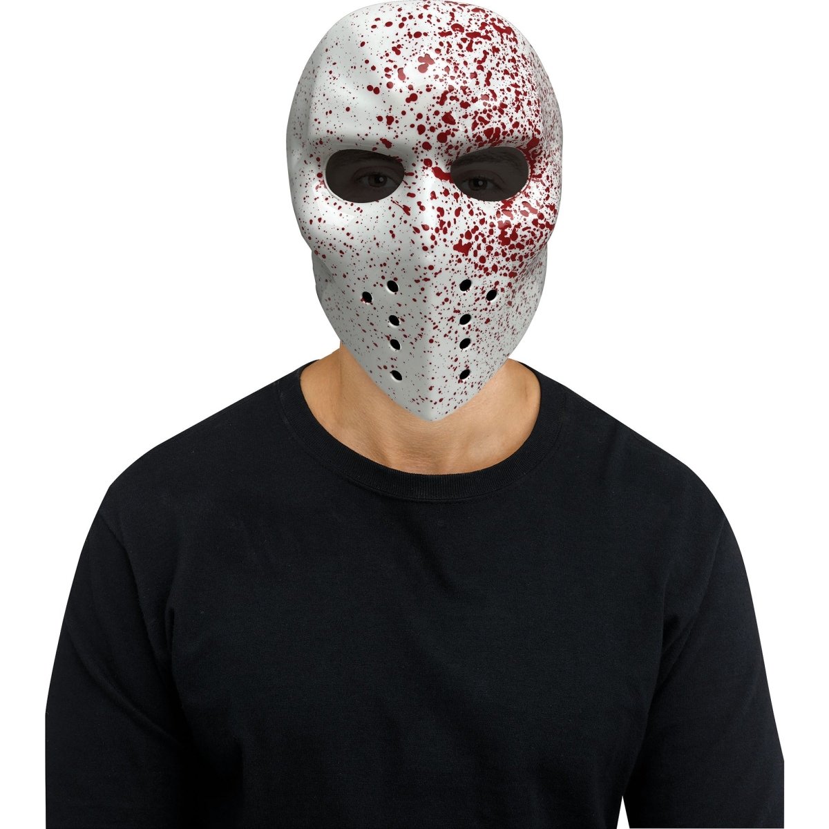 FUN WORLD Costume Accessories White Hockey Punisher Mask with Blood Splatters for Adults 071765169455