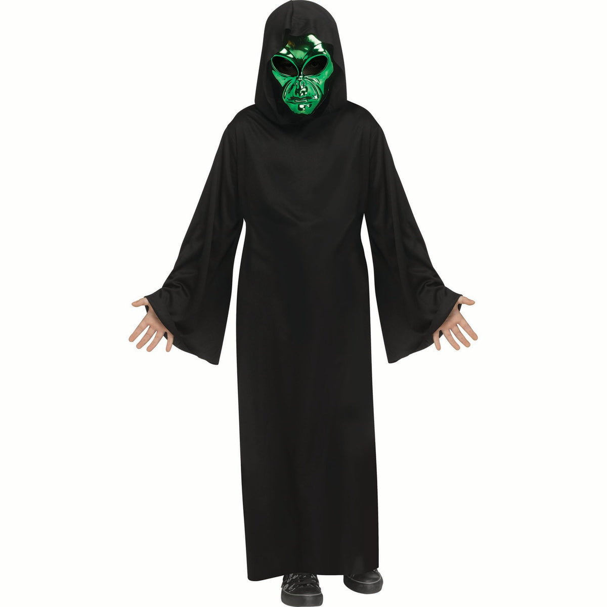 FUN WORLD Costumes Area-51 Alien Costume for Kids, Hooded Black Robe