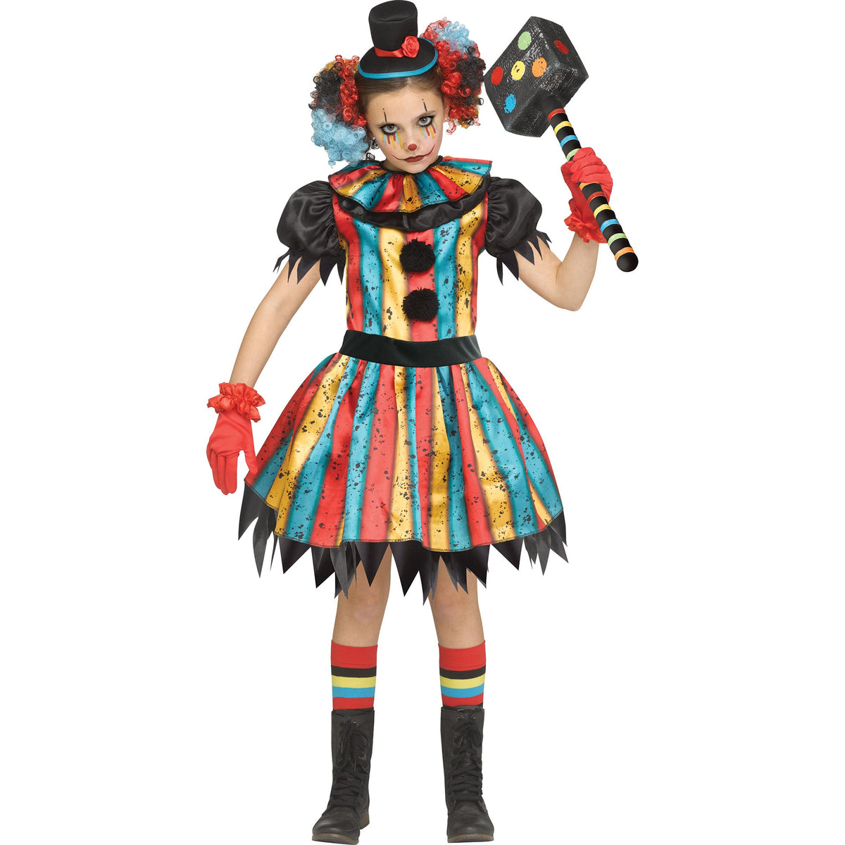 FUN WORLD Costumes Carny Clown Costume for Kids, Multicolored Dress