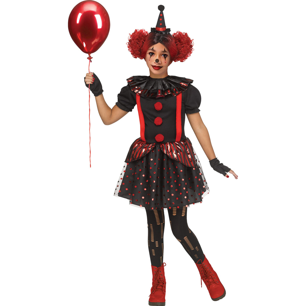 FUN WORLD Costumes Chrome Clown Costume for Kids, Black and Red Dress