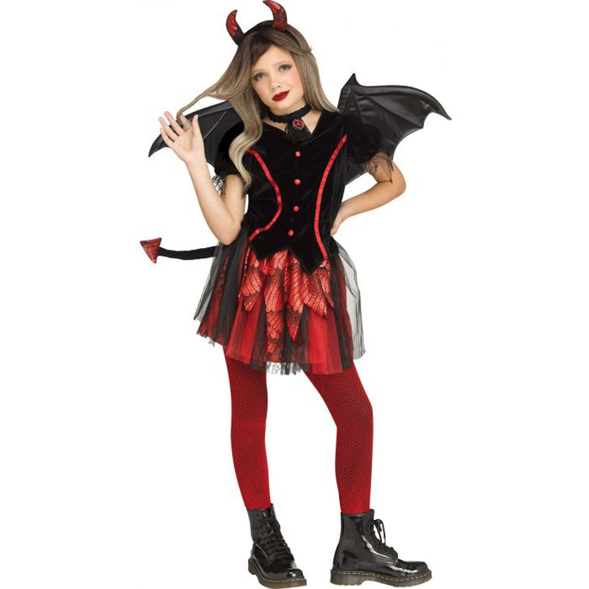 FUN WORLD Costumes Devil Costume for Kids, Black and Red Dress