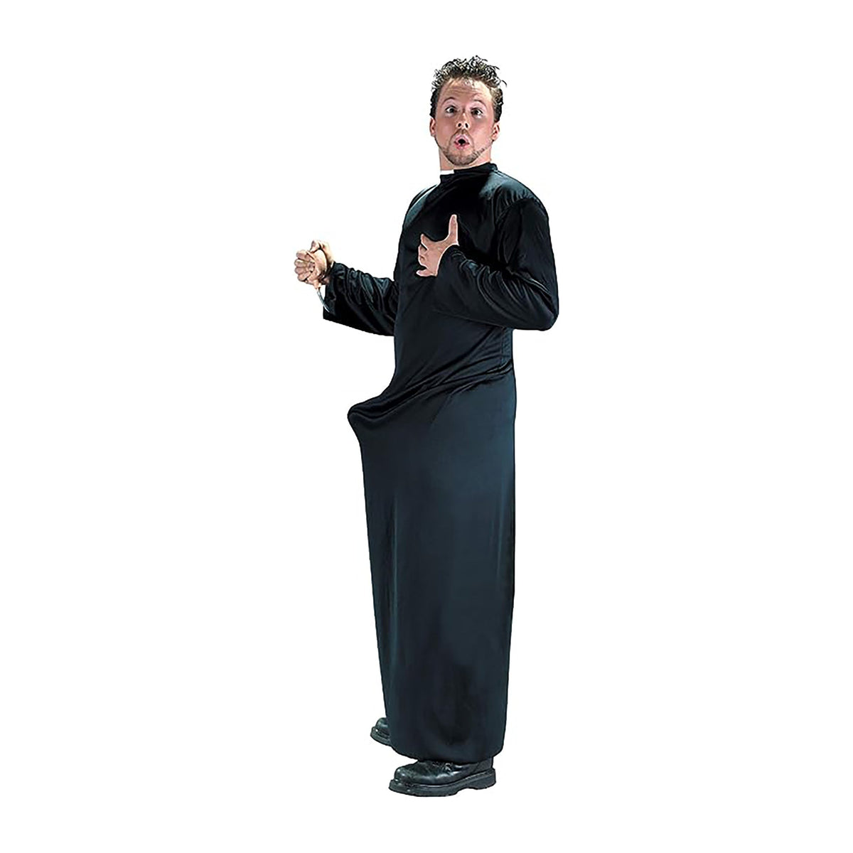 FUN WORLD Costumes Funny Priest Keep Up the Faith Kit for adults, Black Robe