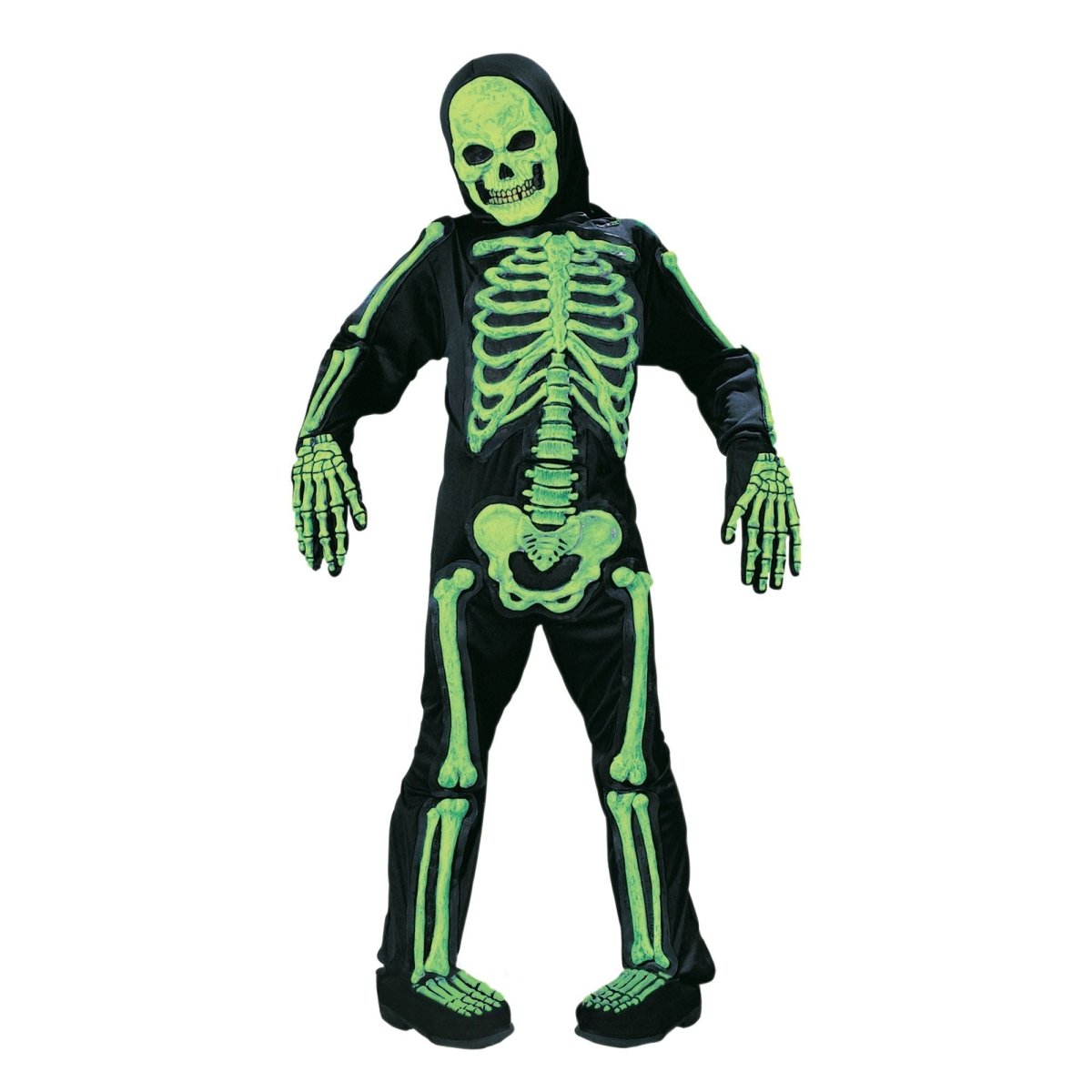 FUN WORLD Costumes Green Totally Skele-Bones Costume for Kids, Hooded Jumpsuit