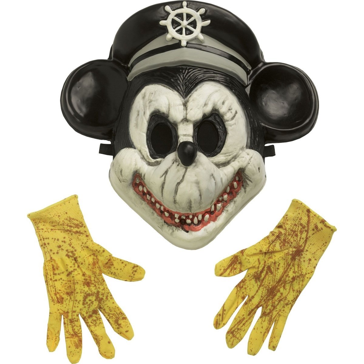 FUN WORLD Costumes Haunted Steamboat Willie Costume for Adults, Poncho, Gloves and Mask 071765163309
