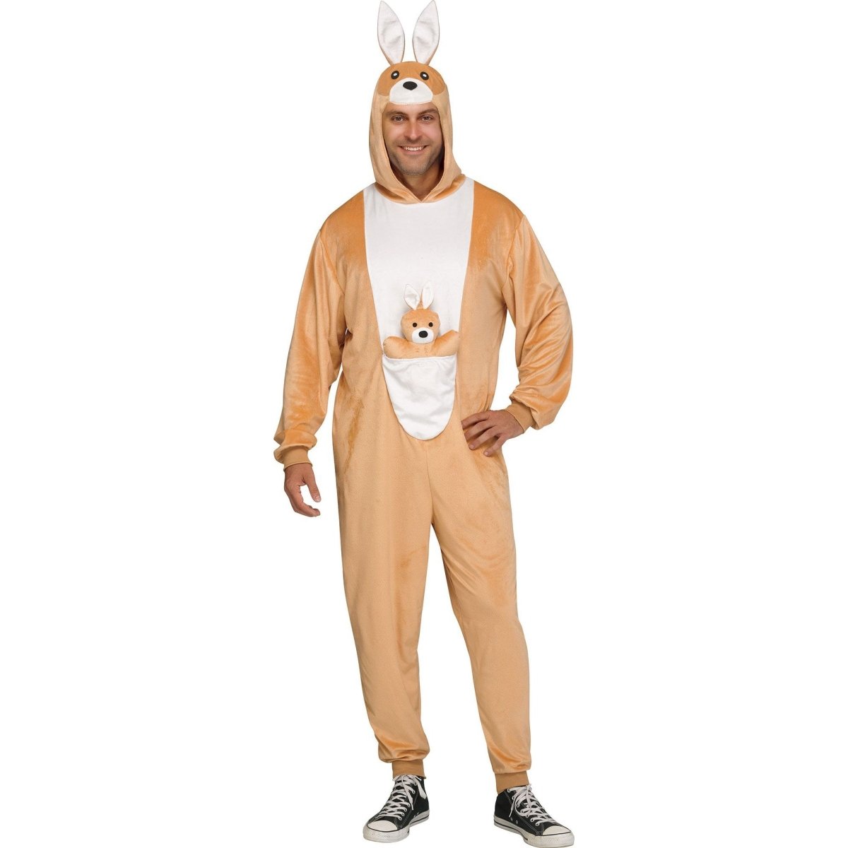 FUN WORLD Costumes Kangaroo Costume for Adults, Hooded Jumpsuit with Doll