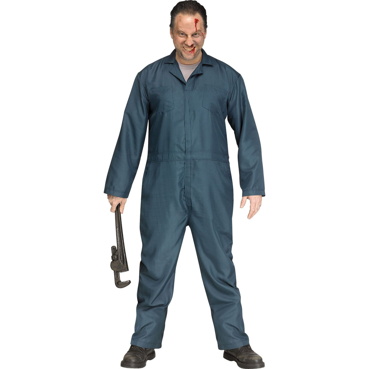 FUN WORLD Costumes Maniac Mechanic Costume for Adults, Blue Coveralls 023168011619