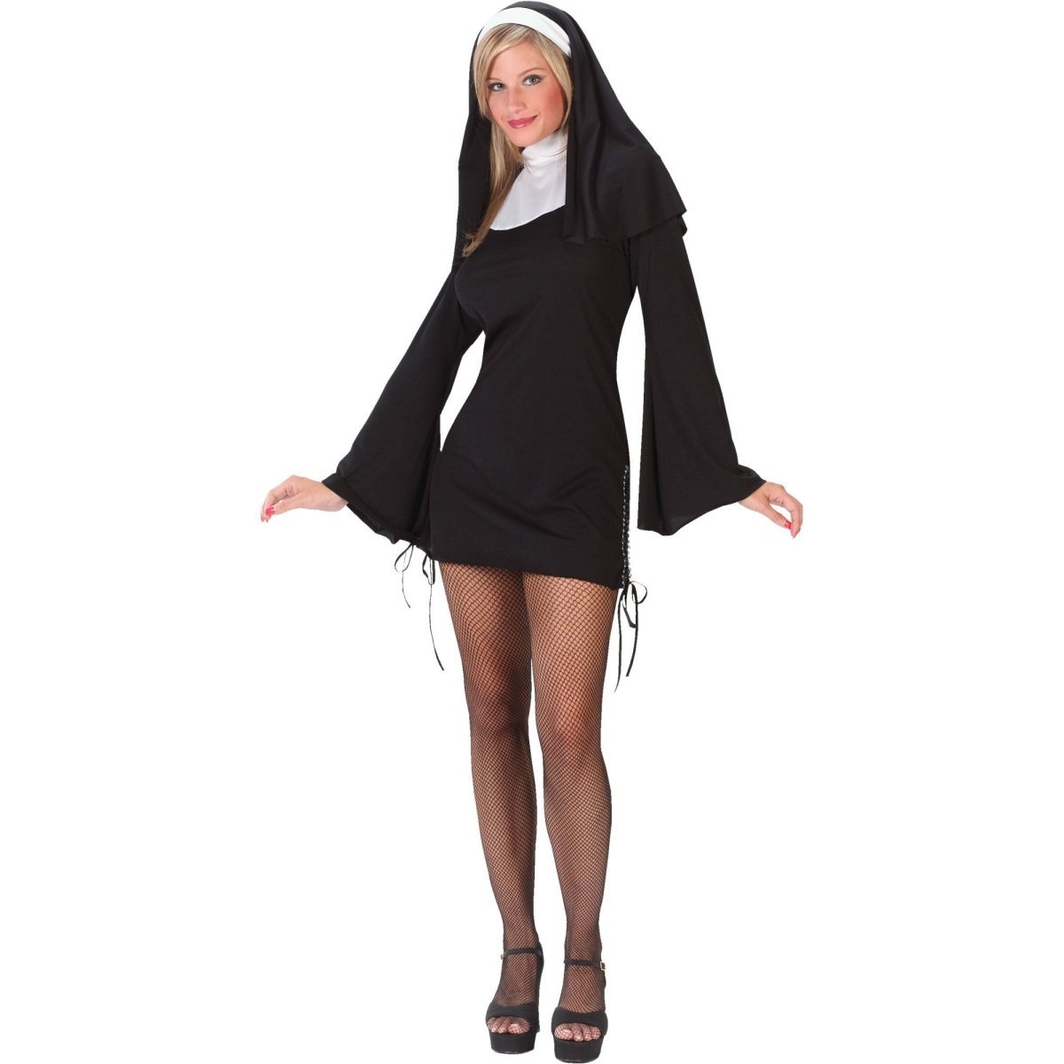 FUN WORLD Costumes Naughty Nun Costume for Adults, Dress and Veil