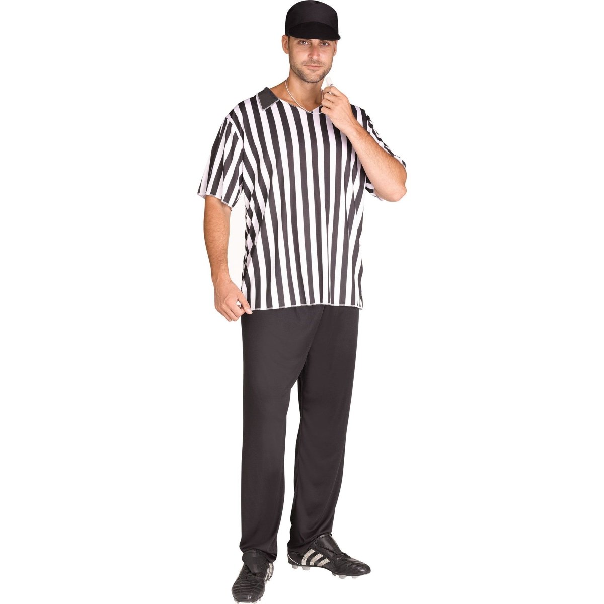 FUN WORLD Costumes Referee Costume for Adults, Black and White Striped Shirt 071765131117
