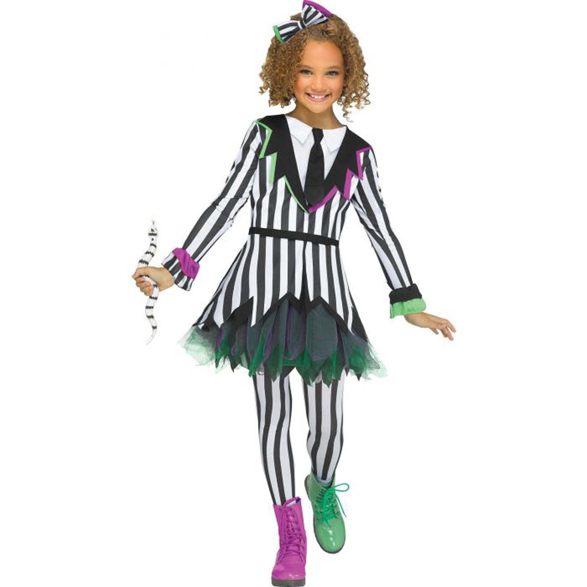 FUN WORLD Costumes Silly Spirit Costume for Kids, Black and White Striped Dress