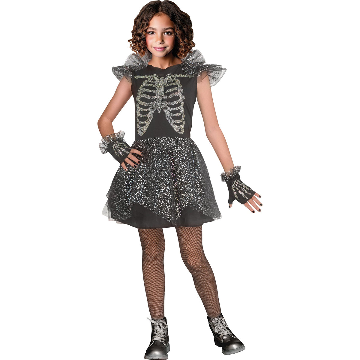 FUN WORLD Costumes Skele-Bling Costume for Kids, Glitter Dress