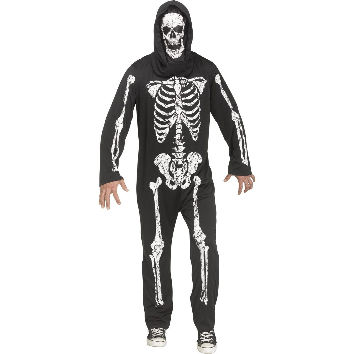 FUN WORLD Costumes Skeleton Phantom Costume for Adults, Jumpsuit with Hooded Mask 071765132206