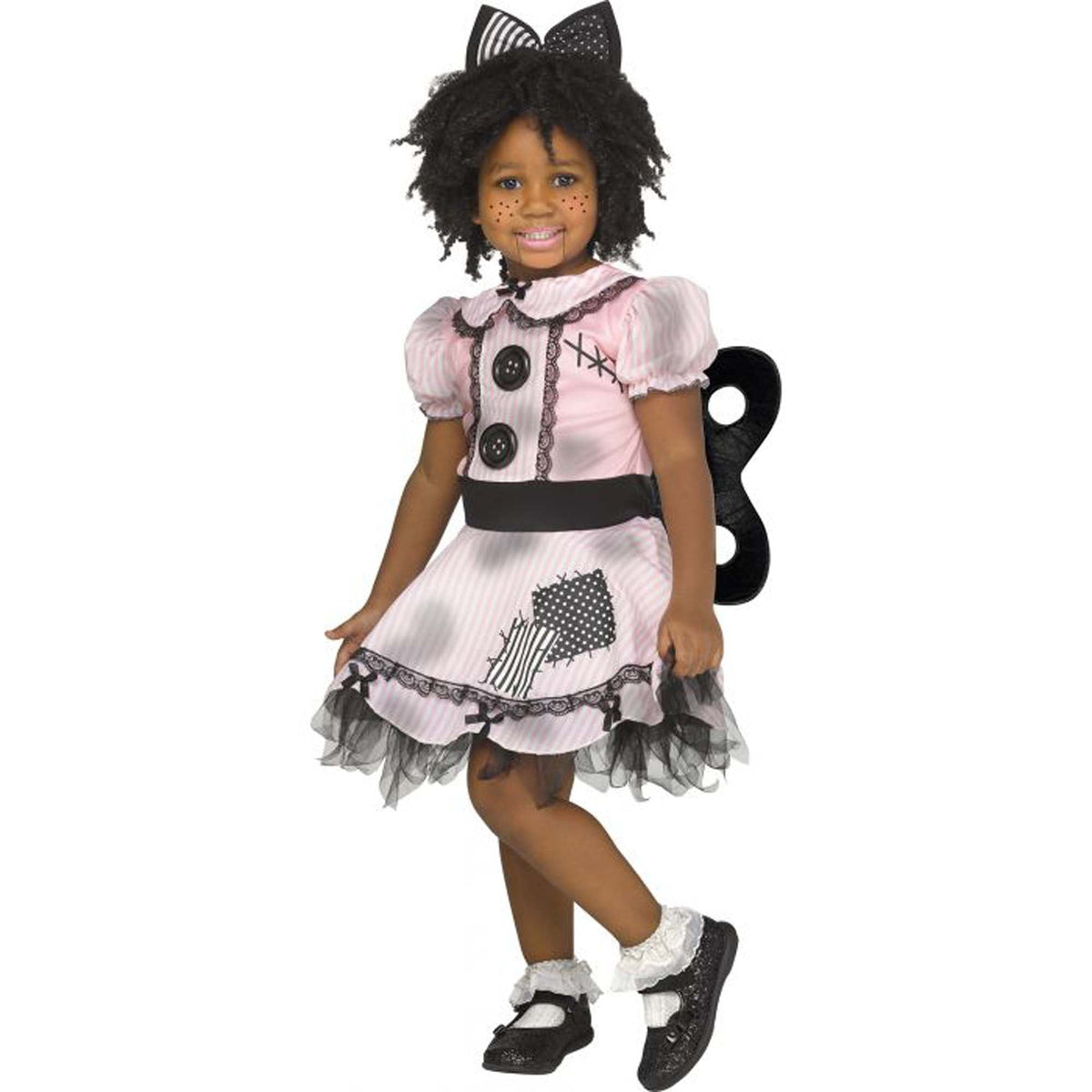 FUN WORLD Costumes Wind-Up Doll Costume for Toddlers, Pink and Black Dress