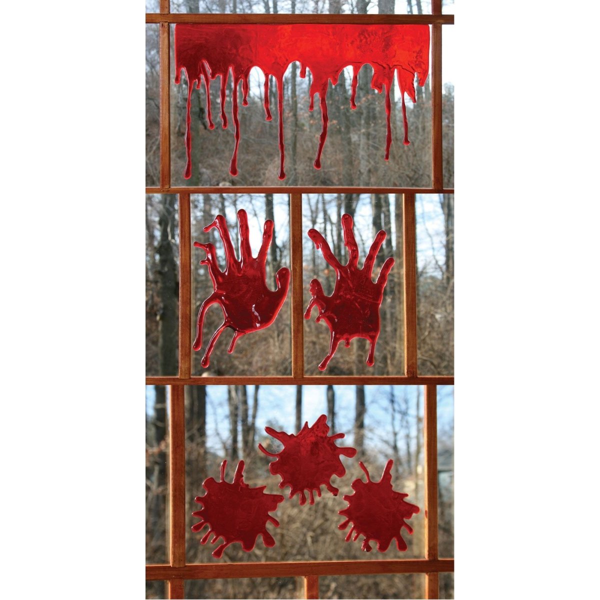 FUN WORLD Halloween 3-D Bloody Window Decor, 18 Inches, Assortment, 1 Count 023168883179