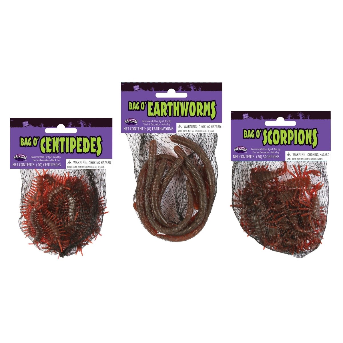 FUN WORLD Halloween Bags-O-Bugs, Assortment, 1 Count 71765107228