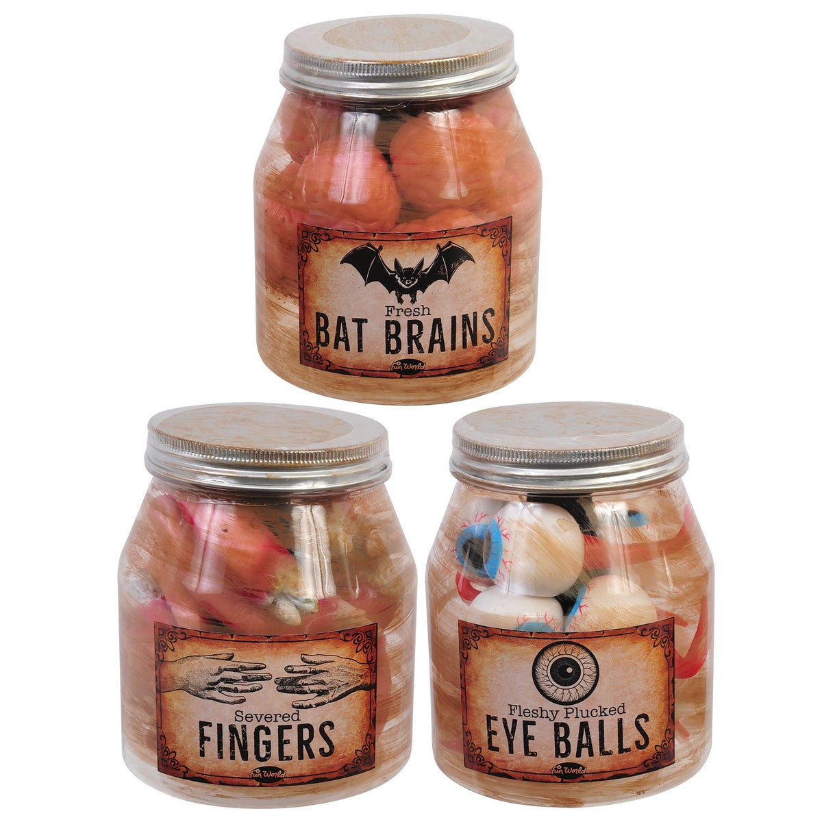 FUN WORLD Halloween Creepy Specimen Jar,Assortment , 1 Count 71765111317