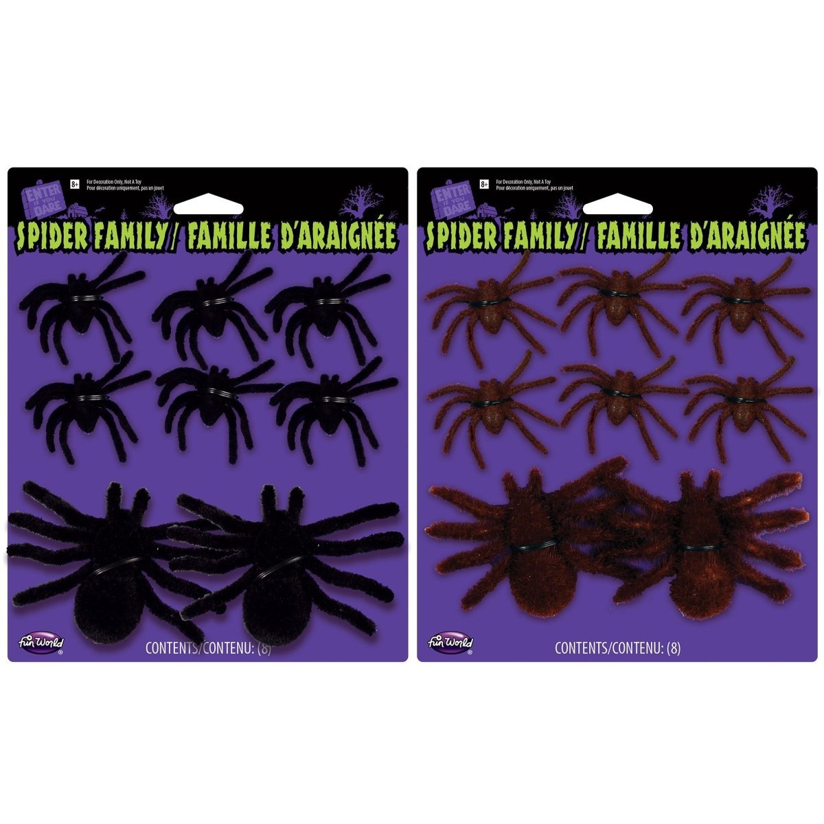 FUN WORLD Halloween Fuzzy Spider Family, Assortment, 1 Count 71765072137