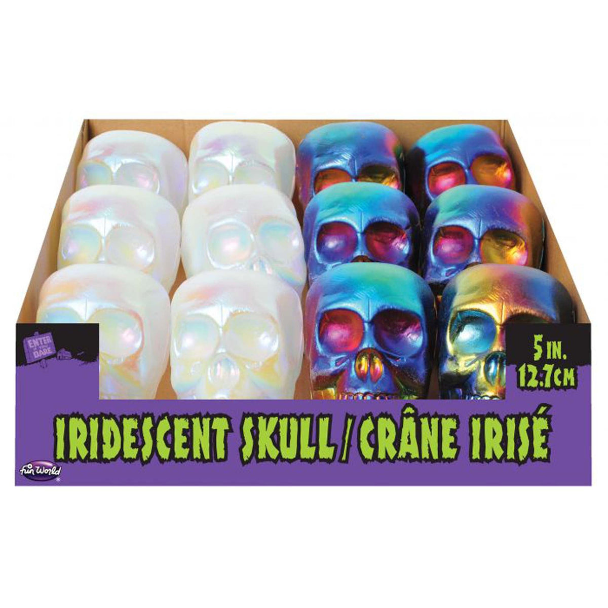 FUN WORLD Halloween Iridescent Skull, Assortment, 5 Inches, 1 Count 071765147798
