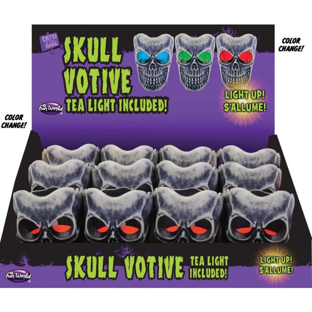 FUN WORLD Halloween Skull Votive, Assortment, 1 Count